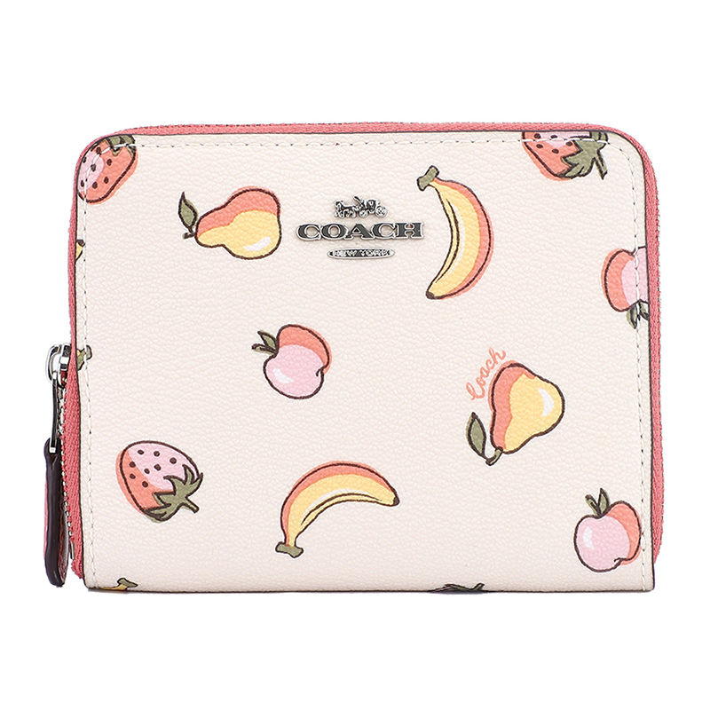 COACH 蔻驰 奢侈品 欧美时尚女士白色印花皮革短款钱包钱夹零钱包高清大图