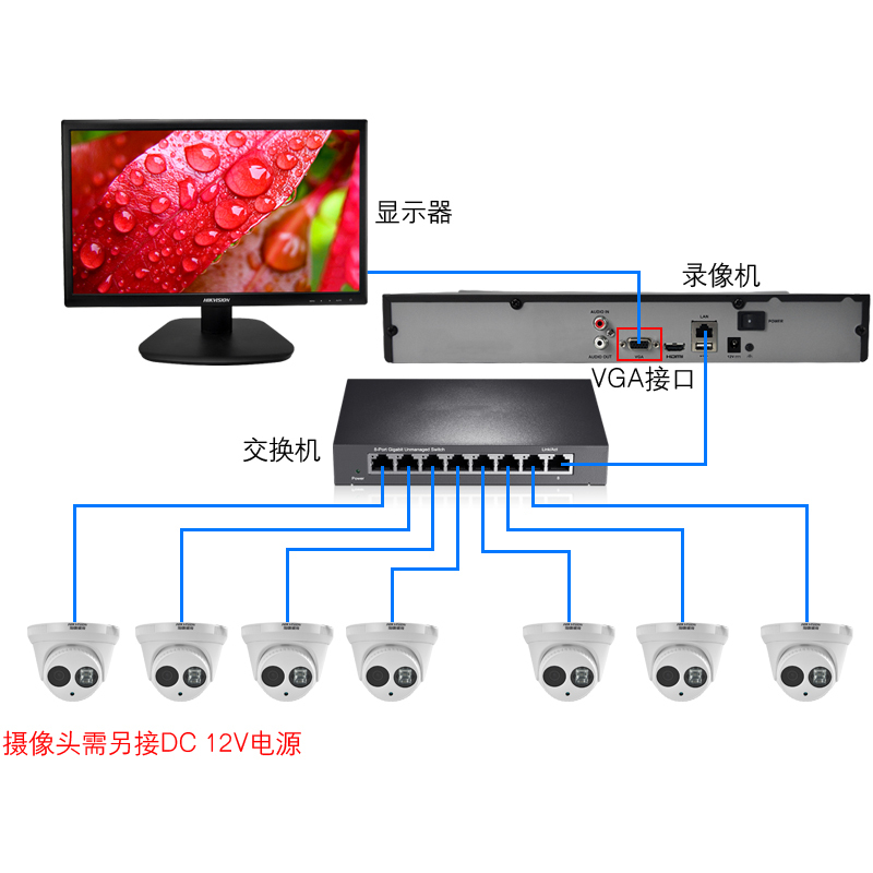 海康威视 DS-2CD3346DWD-I 监控摄像头400万半球高清红外摄像机 电源版 镜头4mm(单位:台)