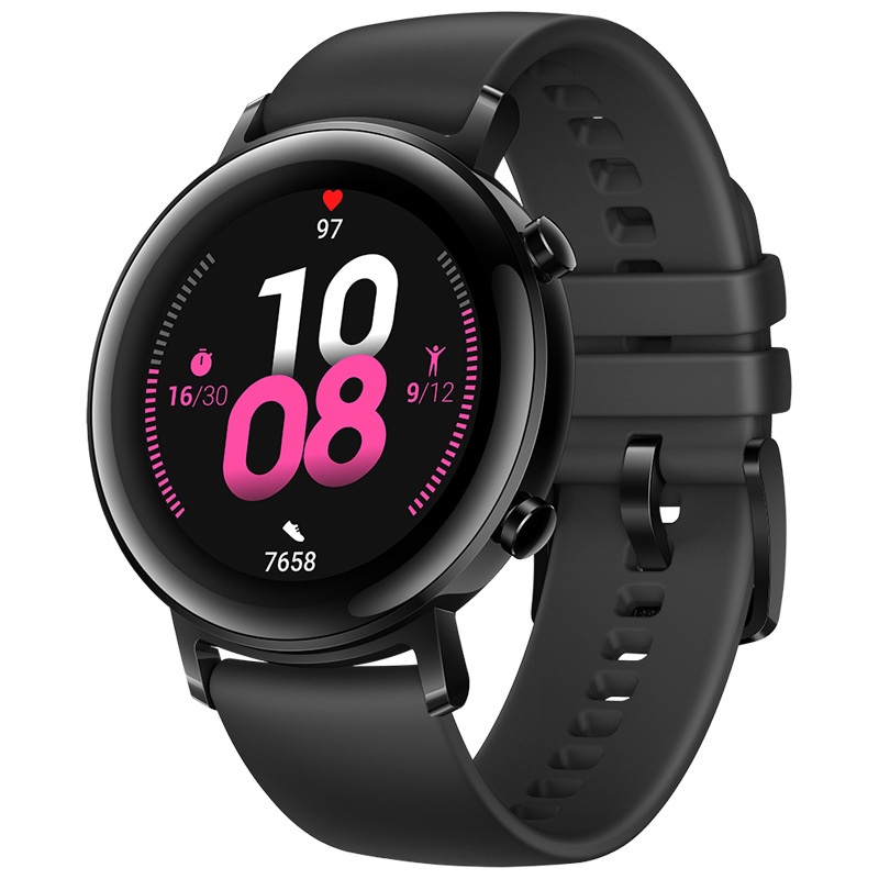 【新款女式】华为HUAWEI WATCH2 GT2(42mm)运动款幻夜黑 2周续航+运动智能手表3+商务手表+麒麟A1芯片+音乐播放 智能手表GT2