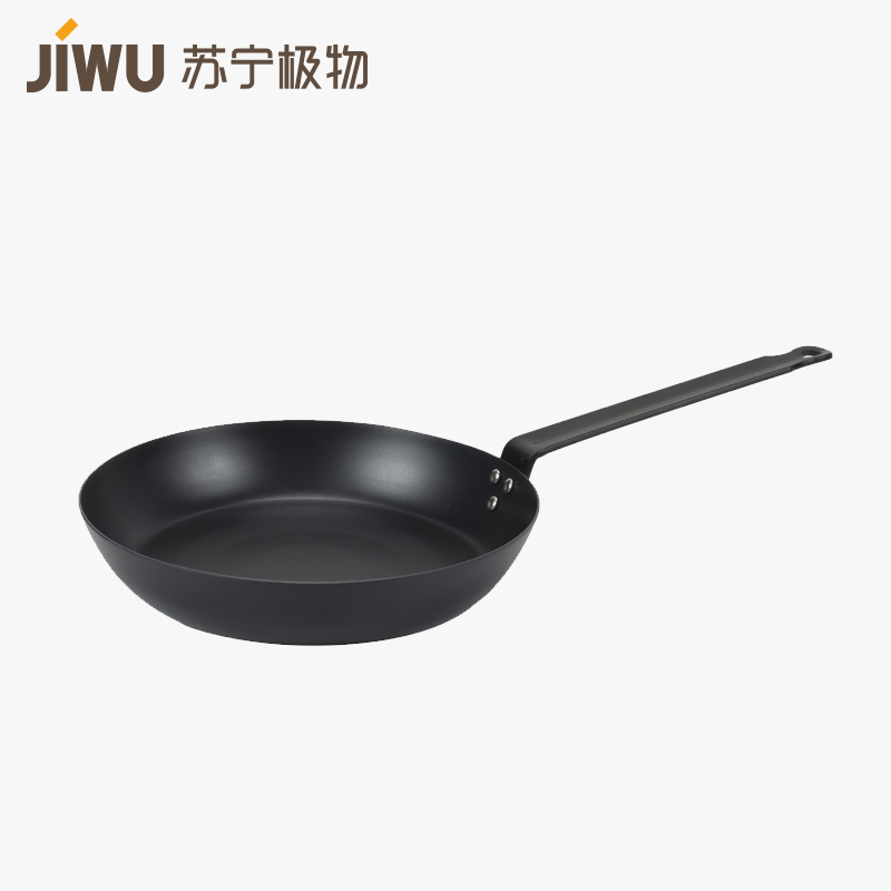 苏宁极物佳馔宝熟铁无涂层平底锅不粘锅煎牛排锅铁锅牛排煎锅28cm大号