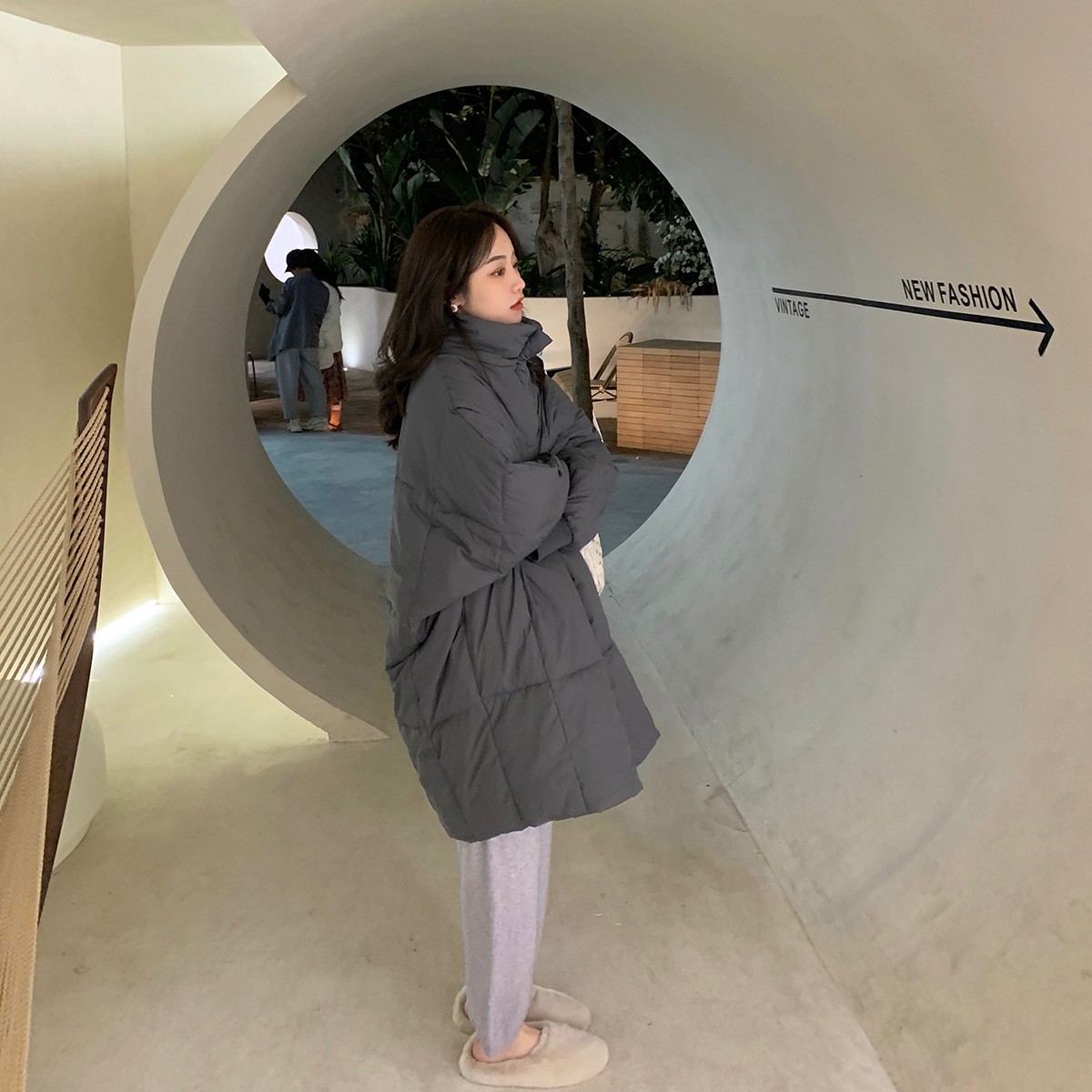 羽绒棉服女冬中长款大码宽松棉衣韩版加厚复古棉袄过膝简约外套潮_05232高清大图