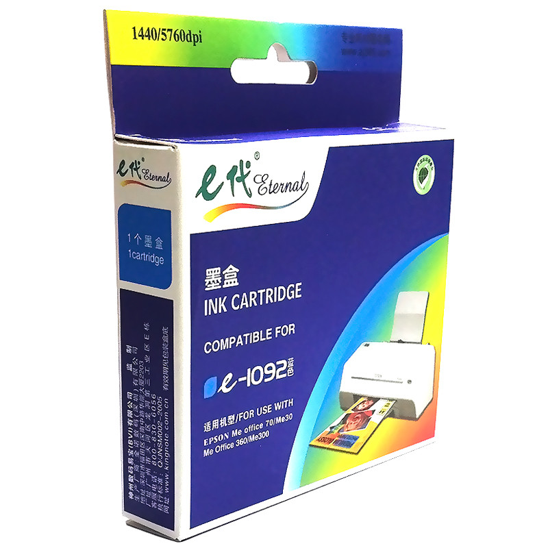 e代经典 T1092C墨盒蓝色 适用 爱普生ME30 300 70 360 510 520 1100 600F 650F高清大图