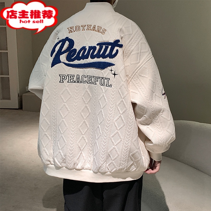 SHANCHAO刺绣棒球服男款外套男vintage美式夹克潮流男装上衣服秋装