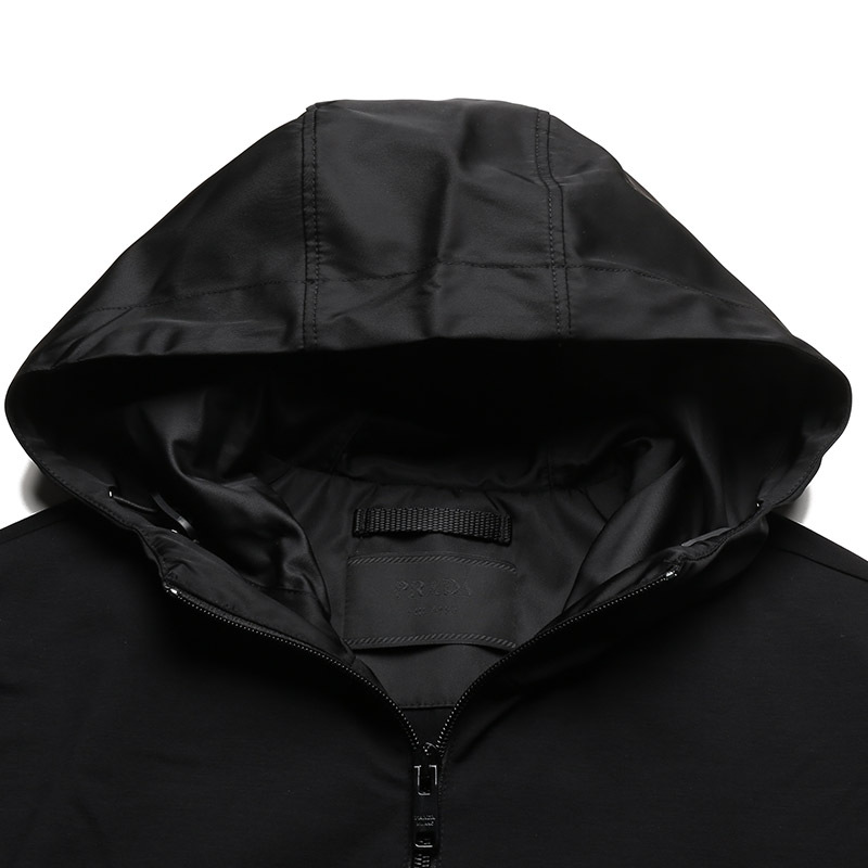 普拉达 prada 男士棉质/再生锦纶薄款连帽夹克上衣运动衫外套ujl150 1