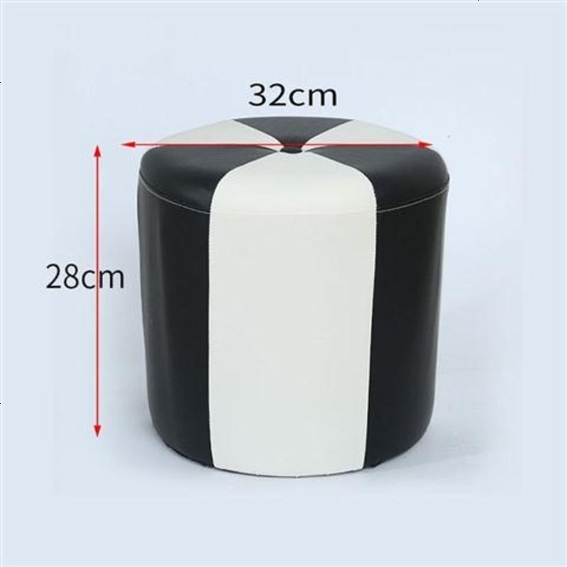 小凳子家用客厅沙发凳现代简约圆皮凳创意时尚矮板凳实木换鞋凳 黑色高度28CM