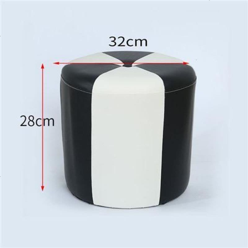 小凳子家用客厅沙发凳现代简约圆皮凳创意时尚矮板凳实木换鞋凳 黑色高度28CM图片