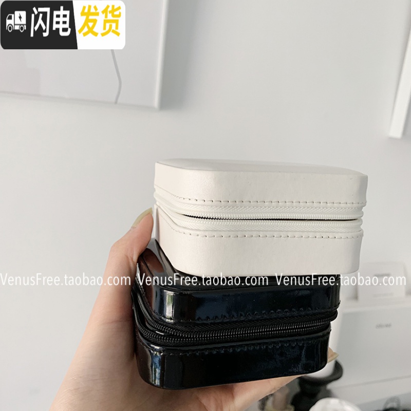 三维工匠VF定制简约ins风黑白两色豆腐块随身首饰盒包收纳旅行韩国欧美极高清大图