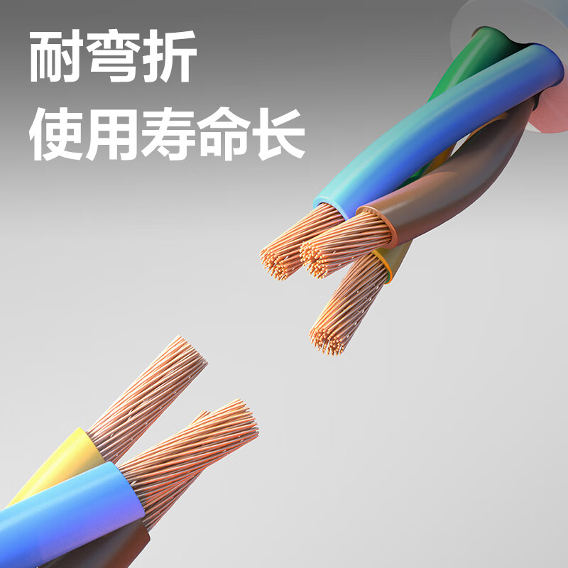 得力 LX14303 黑色延长线插座_3+3_3米_PE袋装 黑个高清大图