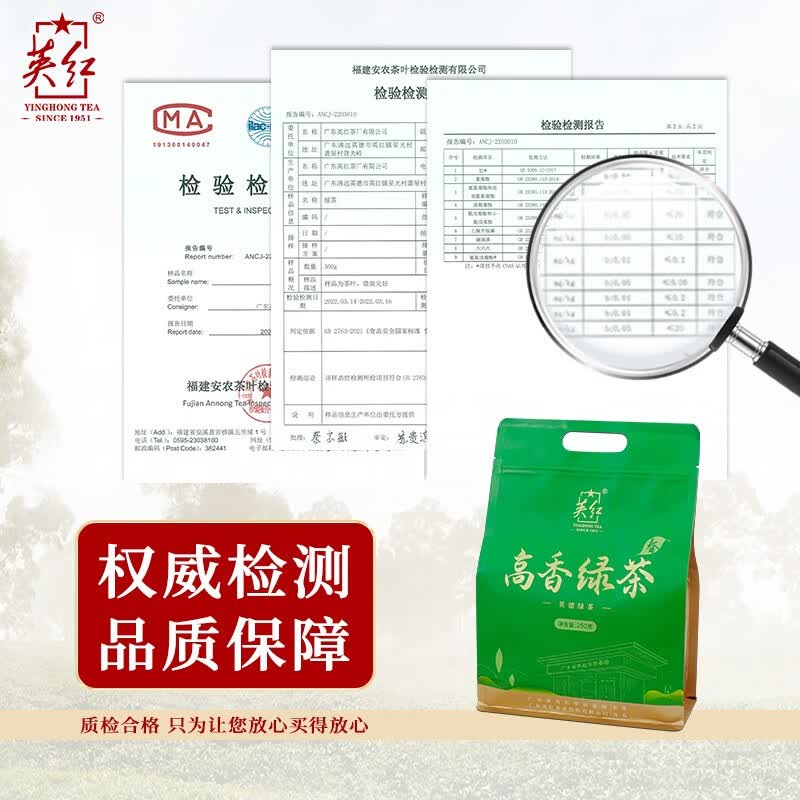 英红牌英德烘青高山绿茶250g袋装高清大图