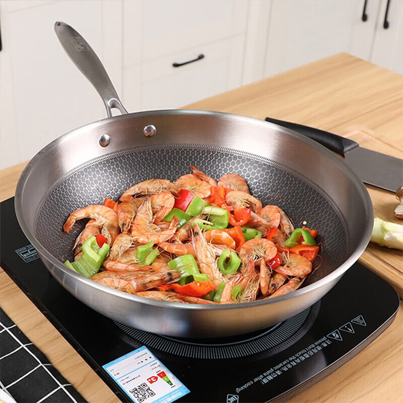 康巴赫炒锅不粘锅蜂窝食品级304不锈钢32cm少油烟电磁炉通用 CFC32A1