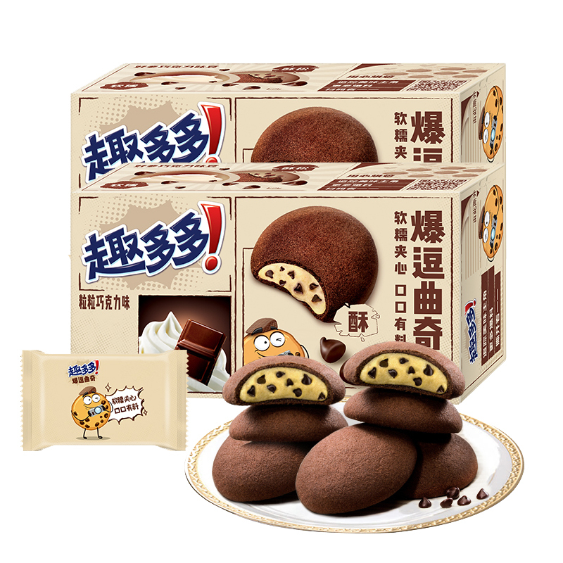 趣多多爆逗曲奇巧克力味牛奶蔓越莓味休闲零食饼干