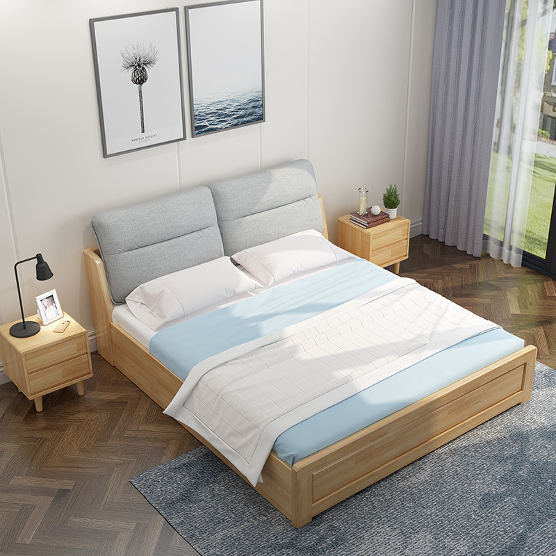 双人床实木床主卧现代简约储物高箱北欧软靠新中式卧室家具