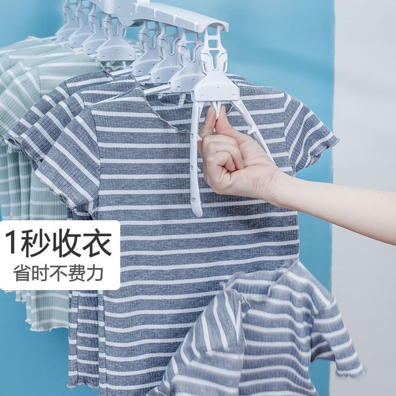 婴幼儿多功能折叠小衣架婴儿宝宝bb魔术晾衣架小孩子儿童衣挂晾晒架 三维工匠 基础款+16个夹子+8个挂钩 1个