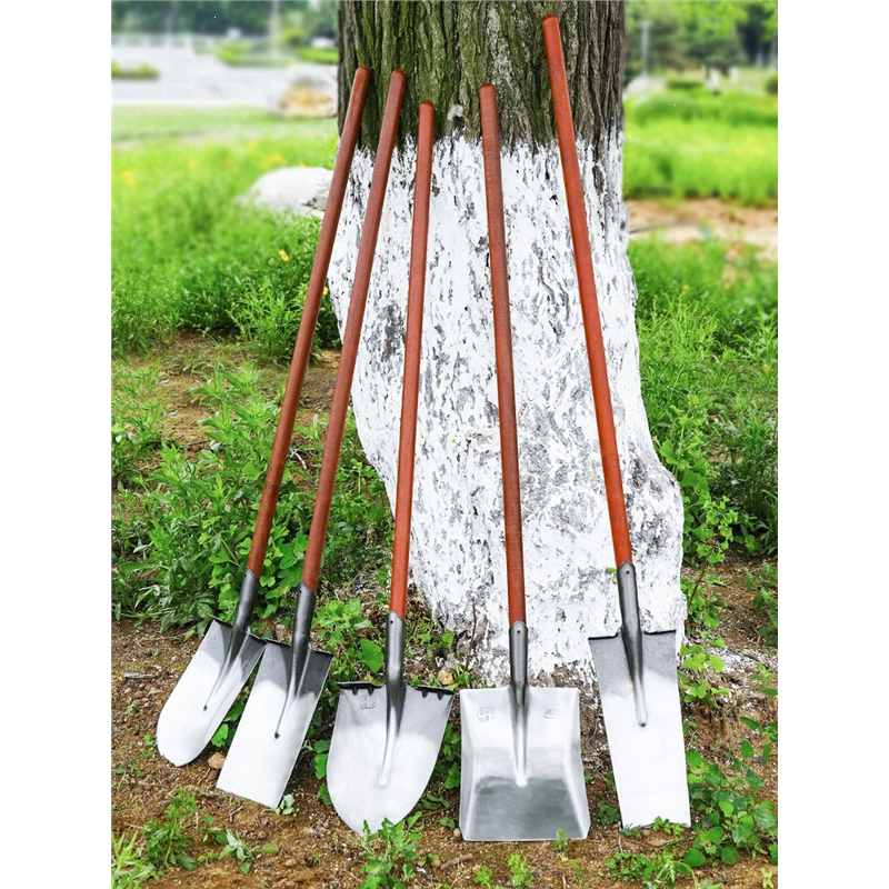 古达铁锹农用锰钢加厚铁铲子户外植树工具挖土坑树尖方头木柄铁锨