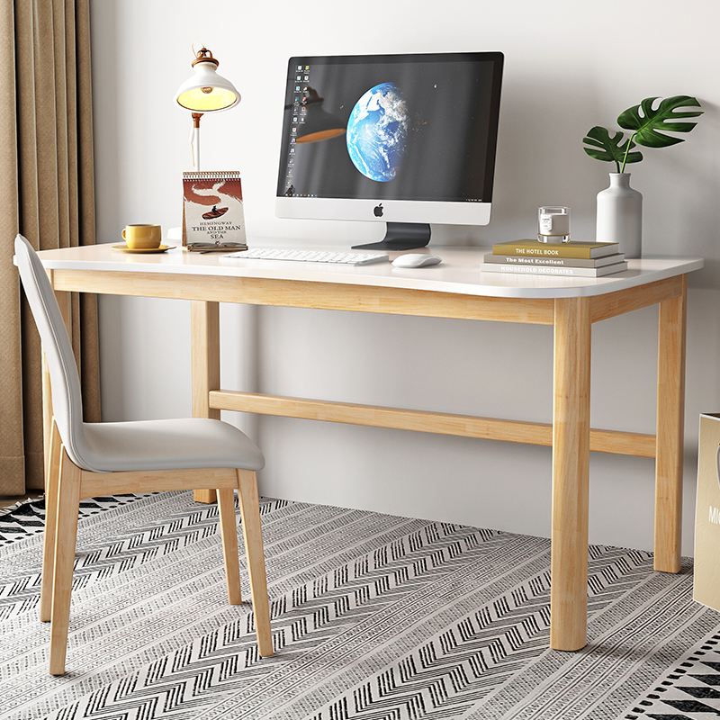 全实木电脑桌家用书桌卧室办公桌椅简易初中小学生学习写字小桌子