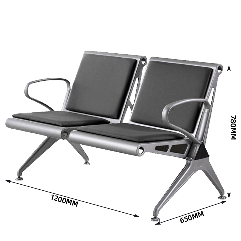 臻远ZY-JCY-19 连排椅机场椅公共座椅等候椅 黑皮机场椅排椅双人位高清大图