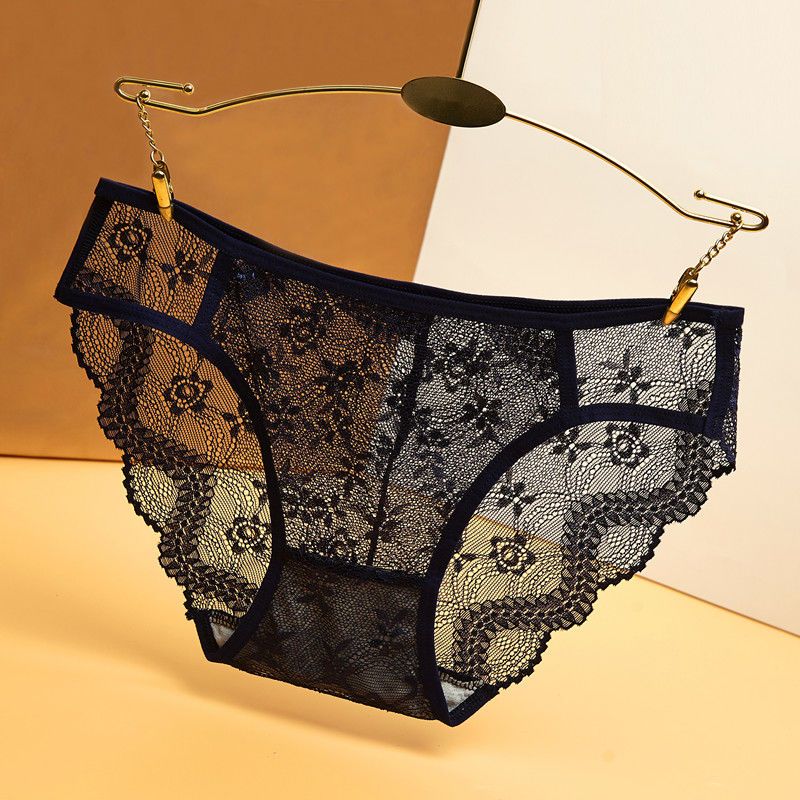 性感透明蕾丝火辣镂空女士三角裤低腰无痕轻奢内裤女提臀小碎花威珺