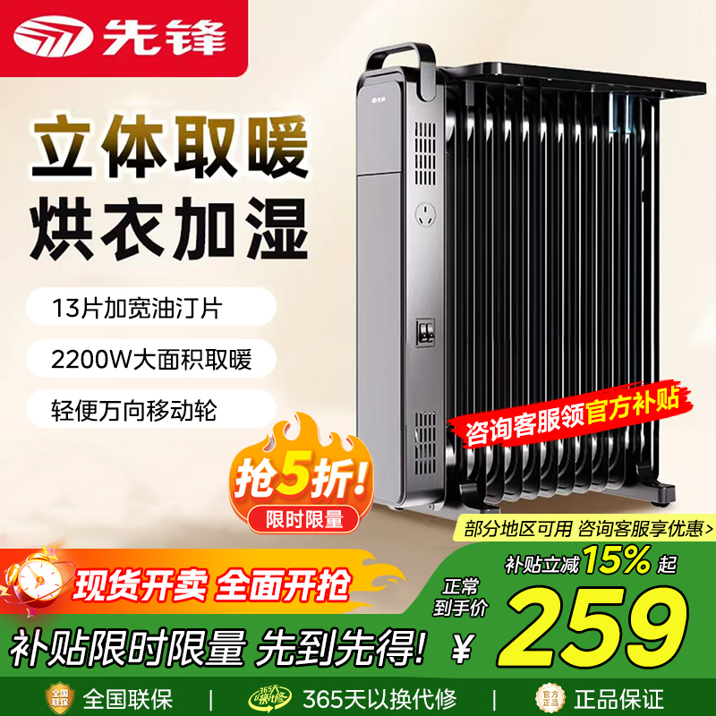先锋油汀电取暖器家用大面积客厅电暖器油丁13片卧室烤火炉电暖气2265/DYT-Z11高清大图