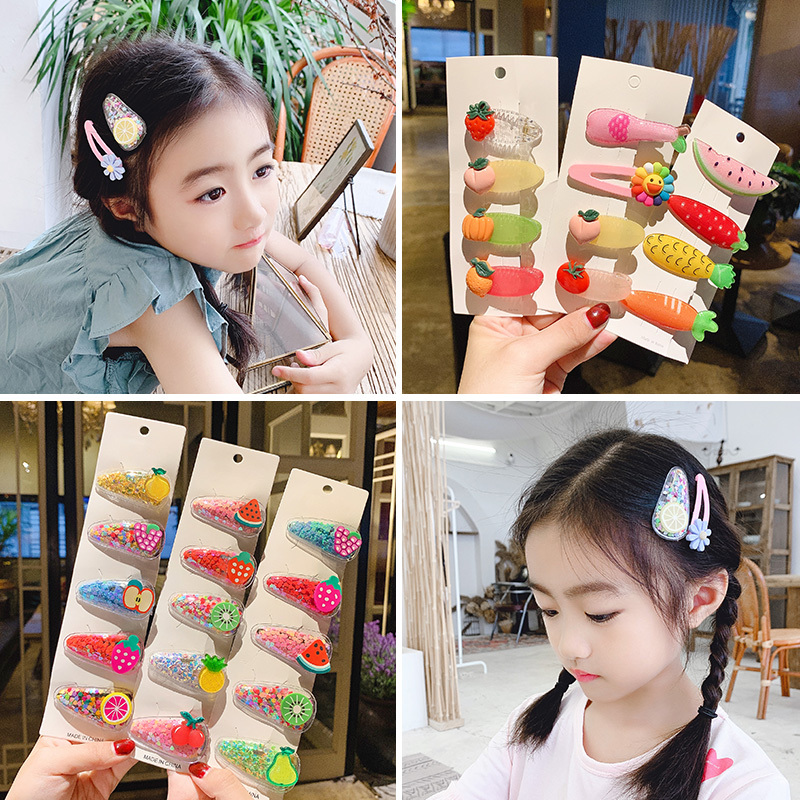儿童发夹宝宝头饰公主小童可爱韩国碎发夹子bb夹女童流沙发卡发饰驼色