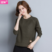 班俏BANQIAO套头衫毛衣女2020春秋新款粗针宽松显瘦针织打底衫短款上衣女装