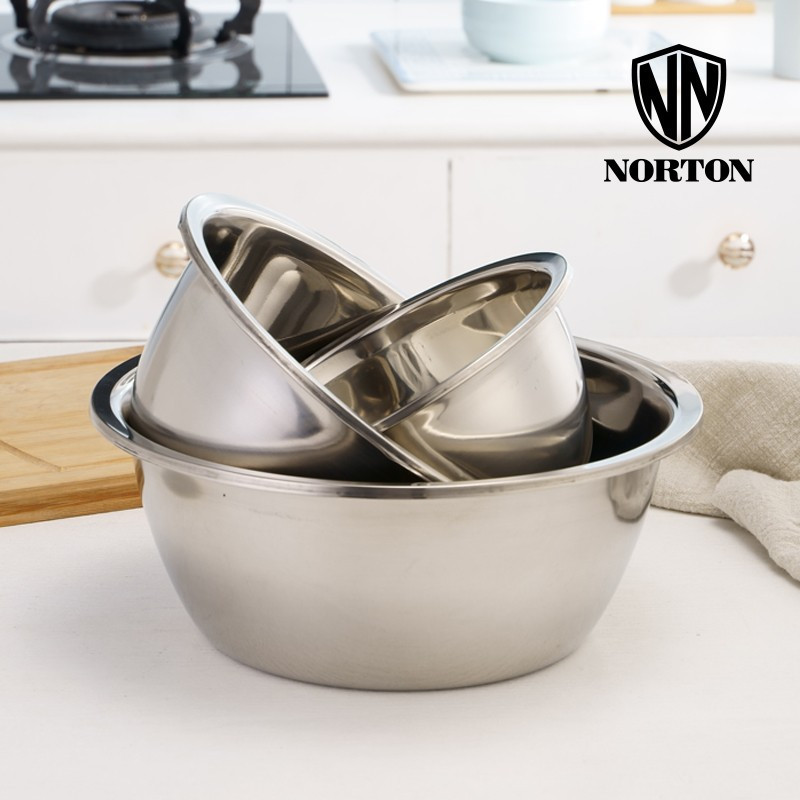 诺顿(NORTON) 5GYY003 诺顿营养多用调料碗（3件套）不锈钢加厚汤盆味斗调料缸沙拉碗洗菜盆打蛋和面盆 单套装