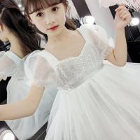 女童超仙公主裙夏季新款2021礼服儿童裙子夏装洋气蕾丝连衣裙表演 白色 110 110码适合95-105cm