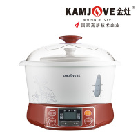 KAMJOVE/金灶 KT-35A 电炖锅 隔水炖 煲汤锅可预约定时隔水炖盅 白瓷多功能煲汤锅红色 全自动一锅三胆电炖盅