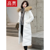 高梵羽绒服女中长款过膝韩版时尚2019新款白鸭绒大毛领长款加厚