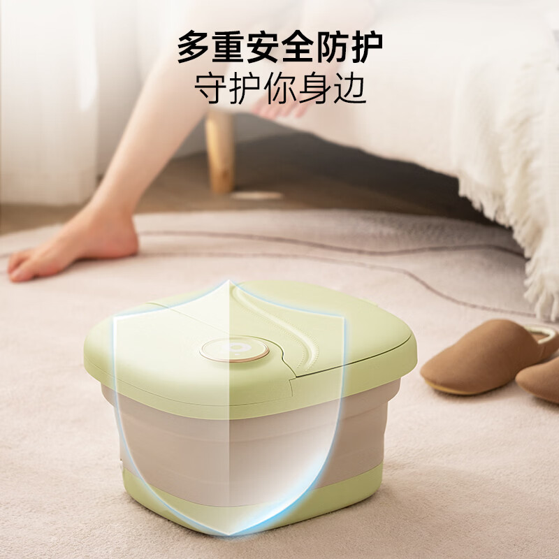 司崎库 泡脚桶 全自动加热按摩足浴盆 绿色 SK-L010 1个装高清大图