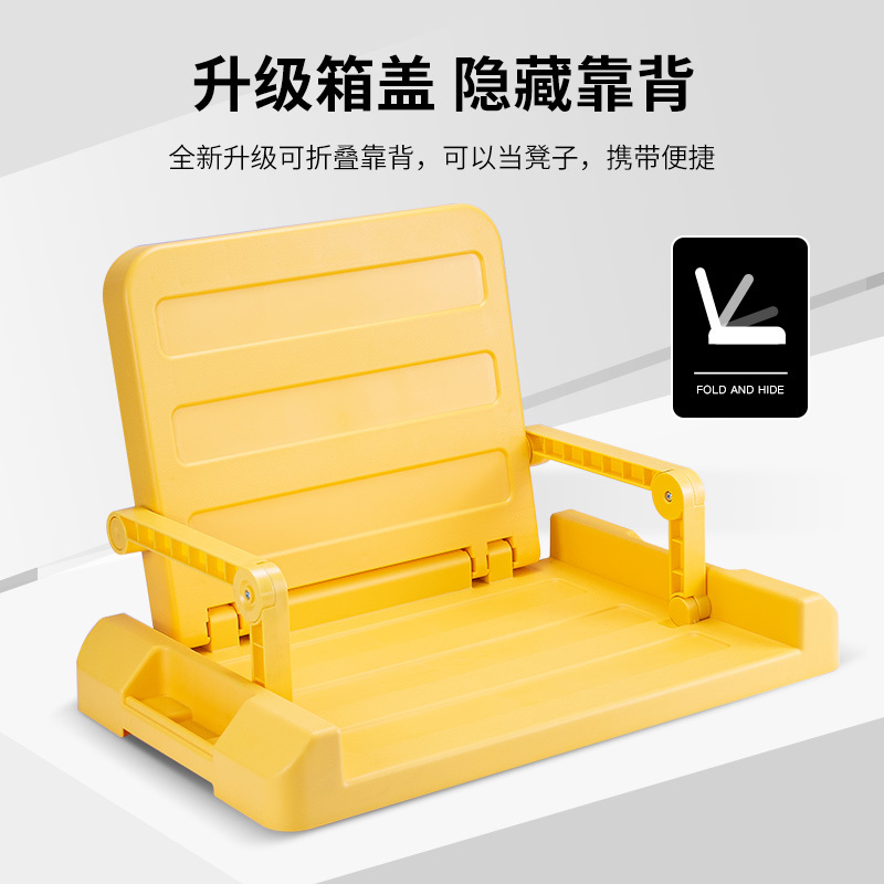 悦卡汽车后备箱收纳箱 车载多功能车内尾箱整理箱置物用品 R系列升级座椅款折叠储物箱 灰黄大号-60L