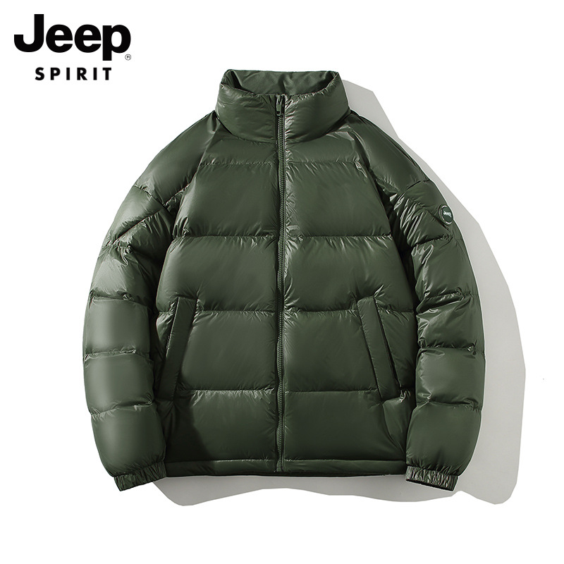 JEEPSPIRIT新款情侣羽绒服防风多袋大码时尚休闲男女羽绒外套_927 L 军绿色