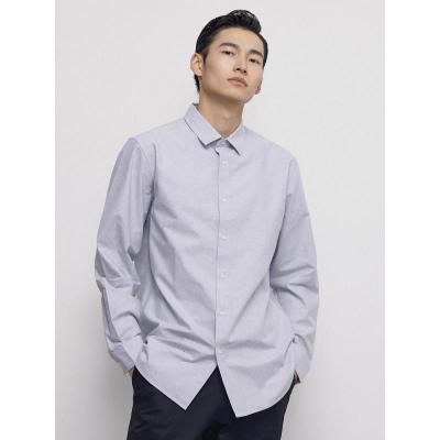 [1件5折价:115]纯棉MECITY男装21春季新款简约设计感休闲绣花长袖衬衫衬衣男