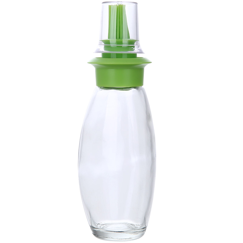 绿色(约220ML) 不掉毛涂油刷硅胶耐高温烧烤抹油壶玻璃瓶带盖平底锅烙饼烘焙刷子