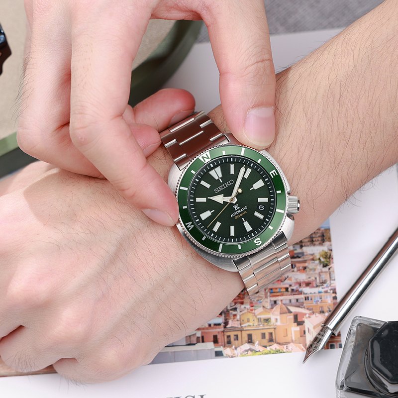 SEIKO精工手表男款鲍鱼壳绿水鬼机械表SRPH15K1 七夕礼物高清大图