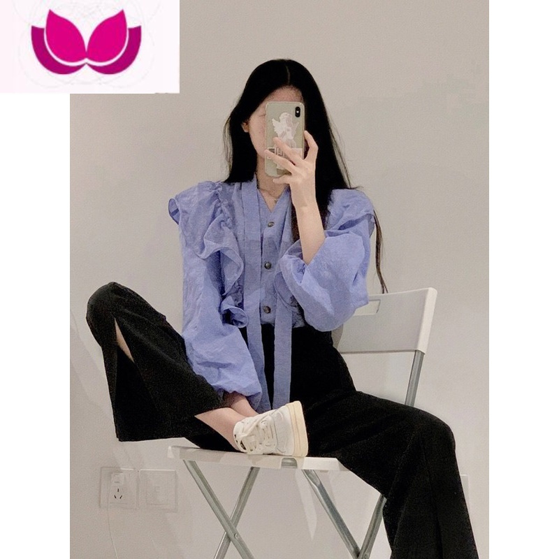 七斓春季女装2023新款微胖减龄穿搭网红法式桔梗茶里茶气上衣套装