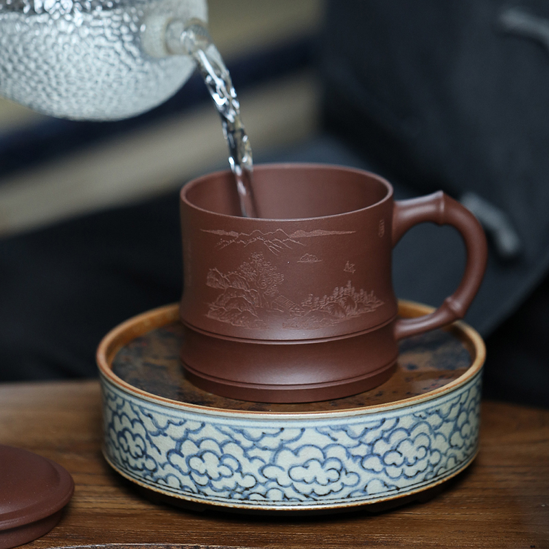 [子冶]山青水秀 原矿老紫泥 紫砂杯 茶杯 宜兴紫砂壶名家全手工茶具正品