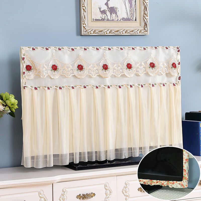 42寸55开机不取电视机寸电视罩套65寸60寸电视防尘罩包边款镜中花红57