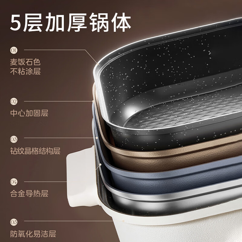 美的 电火锅 电煮锅 火锅专用锅 电炒锅 家用多功能锅 料理烤肉电热锅 6.5L多用途锅 HGE3030J04高清大图