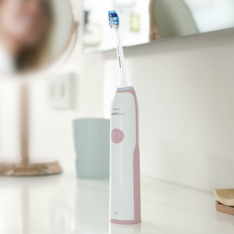 飞利浦(Philips)电动牙刷 成人声波震动式 男女充电式牙刷23000次/分钟 深入清洁 HX3226/41粉色