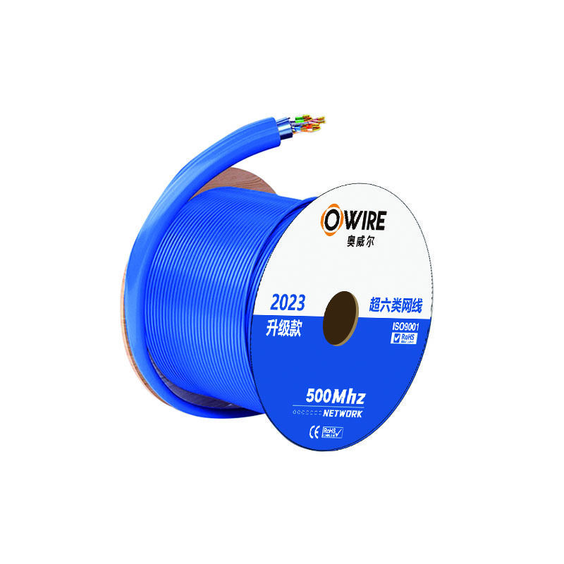 奥威尔(OWIRE) SSKJ-C6A-68BL 0.58mm加粗 蓝 超六类4对非屏蔽网线 305.00 米/卷