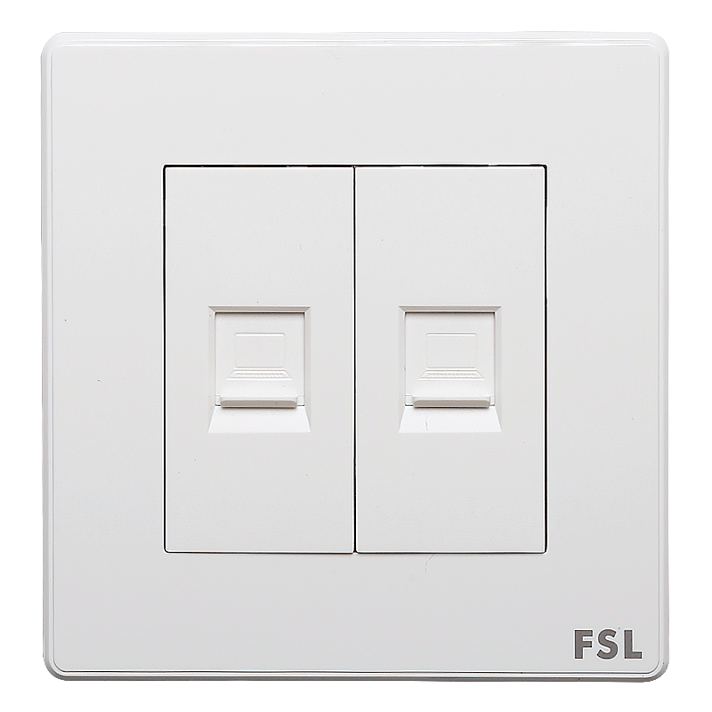 fsl佛山照明86型两位双口网线插座面板二位光纤宽带双电脑插座