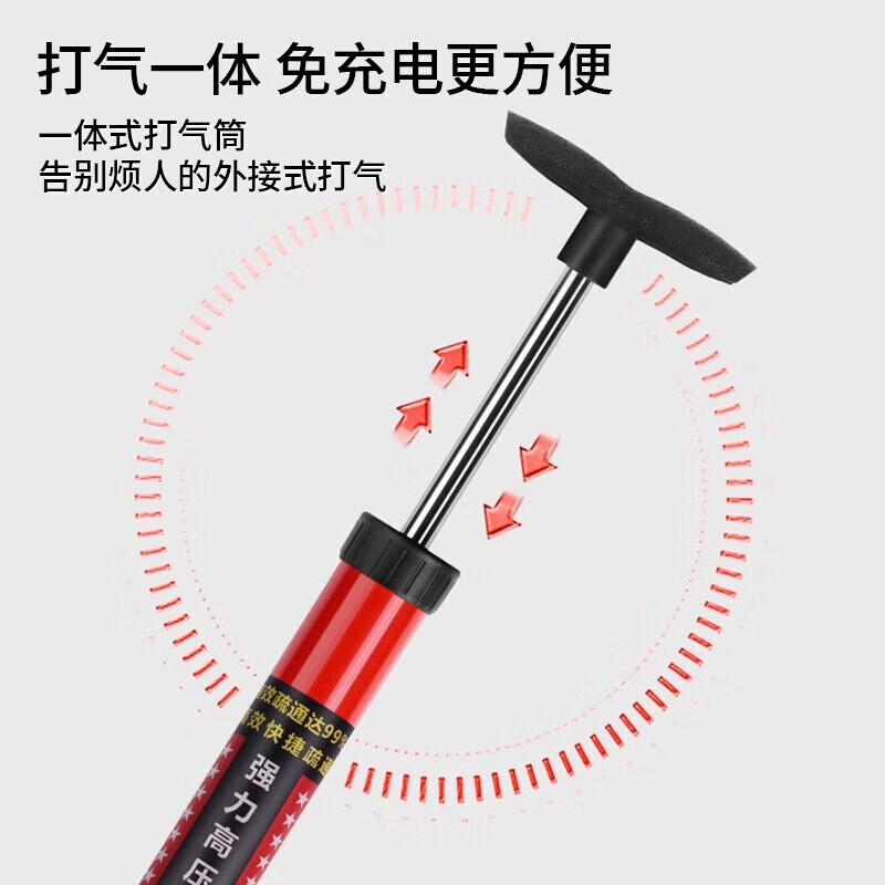 美丽新马桶疏通器管道疏通神器高压一炮桶下水管道厕所地漏堵塞疏通工具高清大图