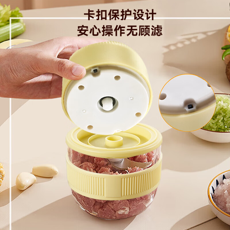 艾贝丽Abereve 多功能无线食物料理机厨房辅食小型充电式自动捣蒜机电动绞肉机[长效续航]ABL-SR51高清大图