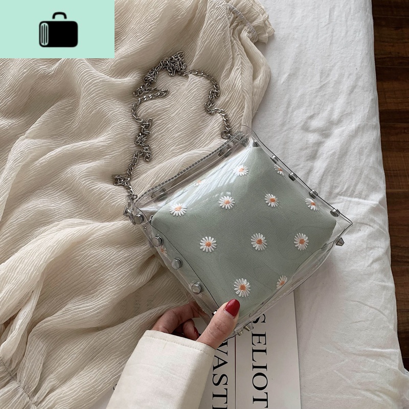 高级感小众夏天包包女2020新款潮透明果冻2019清新单肩链条斜挎包NEWLAKE 抹茶绿