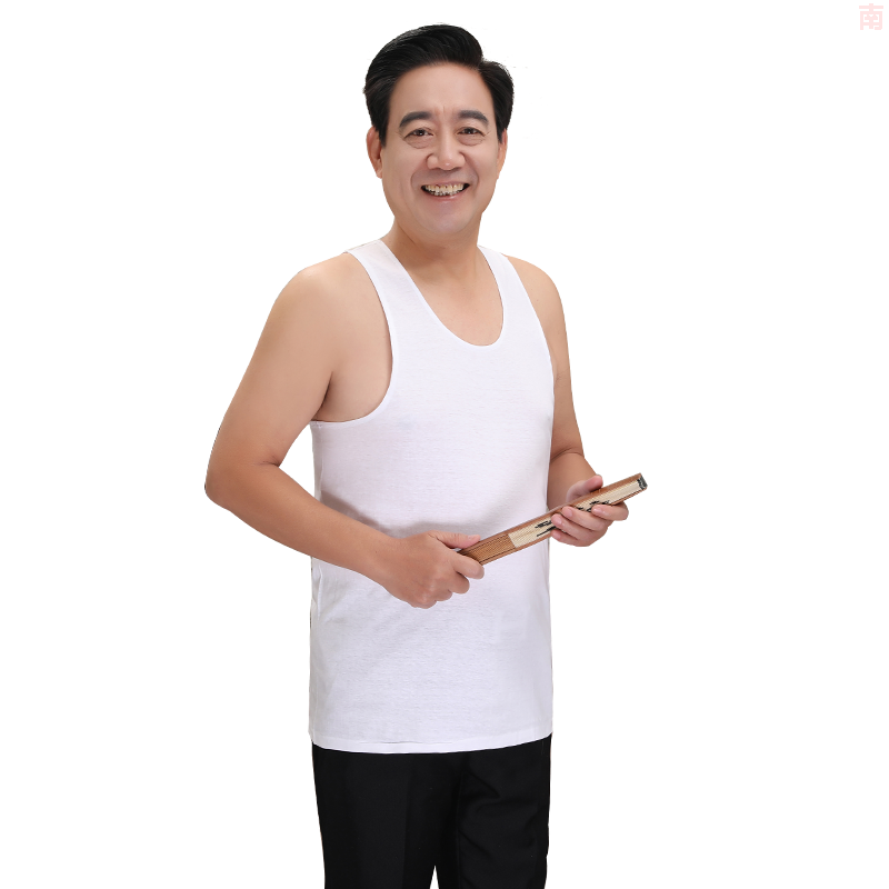 菊花牌内衣老头衫中老年棉吸汗衫夏季男士宽松棉背心圆领