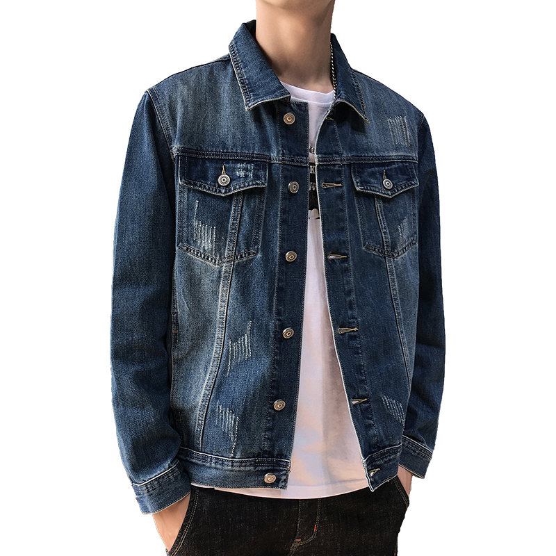 吉普战车衣服秋冬新款男士牛仔服男大码男装时尚休闲潮款韩版百搭帅气中青年牛仔衣男夹克外套男上衣JIPUZHANCHE-1