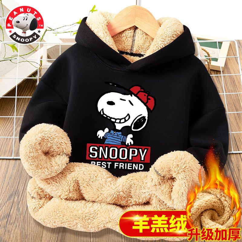 童装儿童卫衣加绒保暖冬季男女中大童羊羔绒连帽休闲针织上衣LJX高清大图