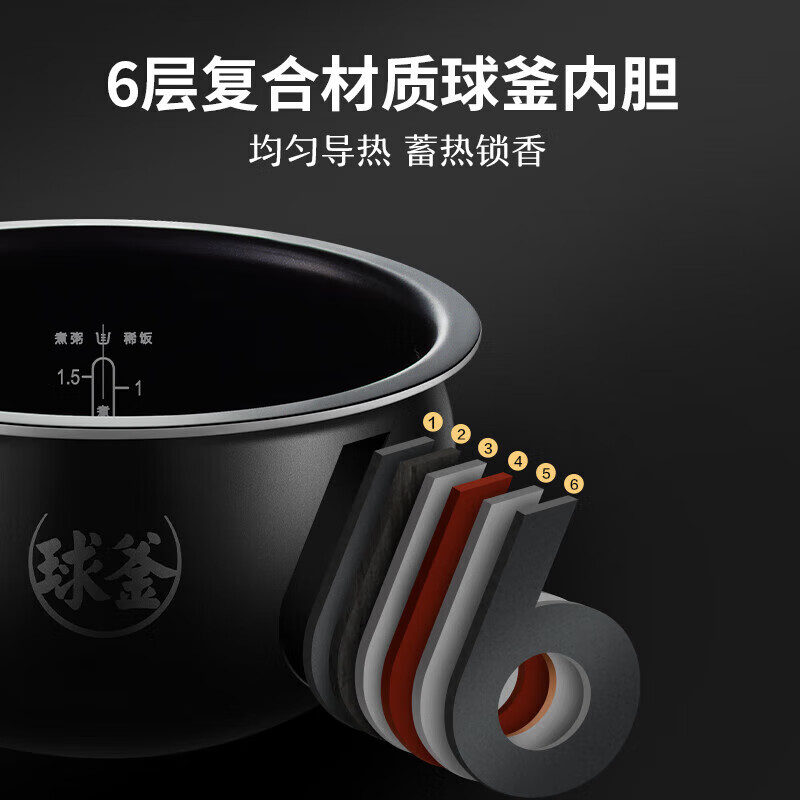 苏泊尔(SUPOR)4L电饭煲 特色杂粮菜单 24H智能预约 球形厚釜技术 家用多功能电饭锅 SF40FC576高清大图
