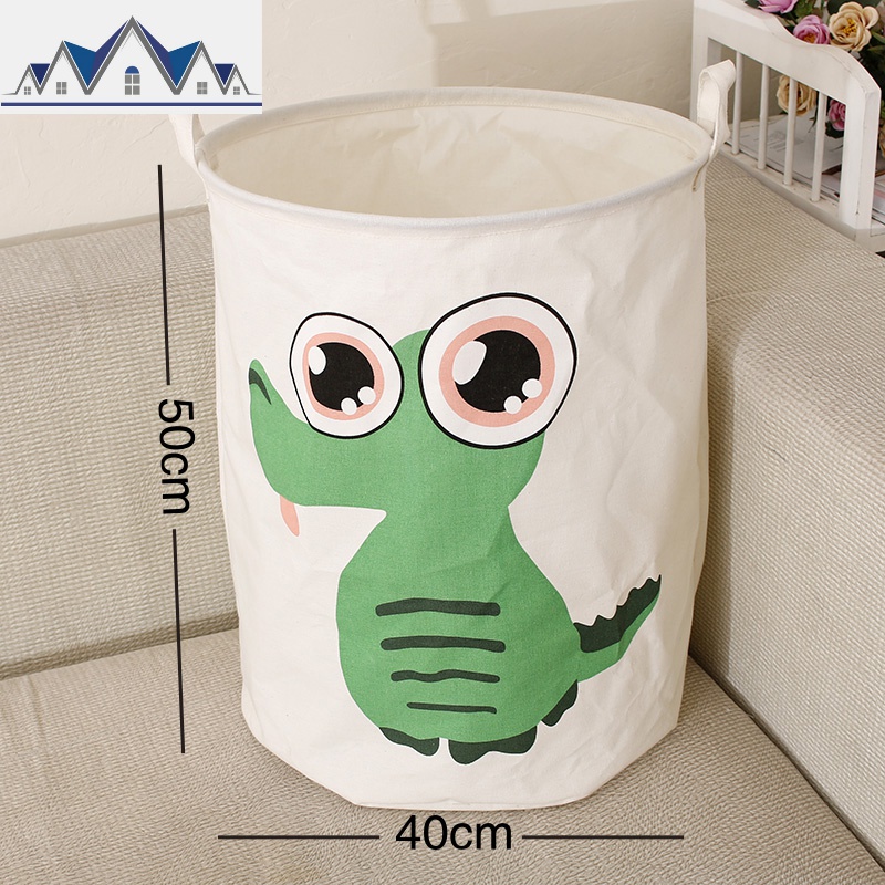棉麻特大号脏衣篮玩具收纳桶宿舍可折叠衣服收纳筐防水布艺洗衣篓 三维工匠收纳篮 褐色卡通恐龙40*50cm