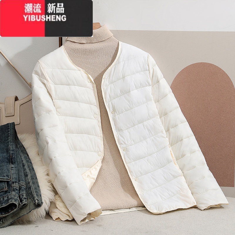 YIBUSHENG内穿小棉袄女加绒加厚内胆棉衣学生校服打底短款保暖羽绒棉服外套 白色-CT不加绒 M80-90斤